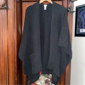 Aerie Black O/S Fleece Shawl Cardigan Comfy Soft Relaxed Oversized Cozy